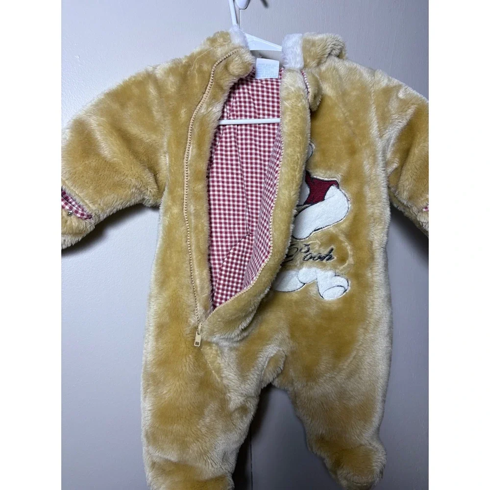 Disney Winnie the Pooh Vintage Baby Bunting Snowsuit Gold Faux Fur 12 Months